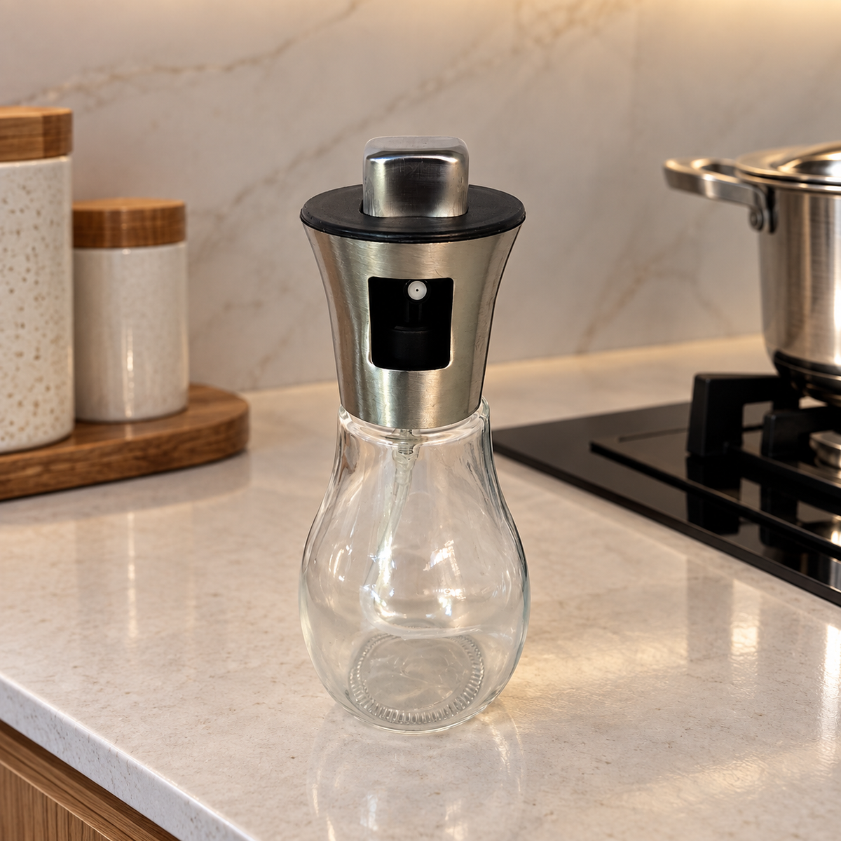 Oil sprayable and pourable bottle