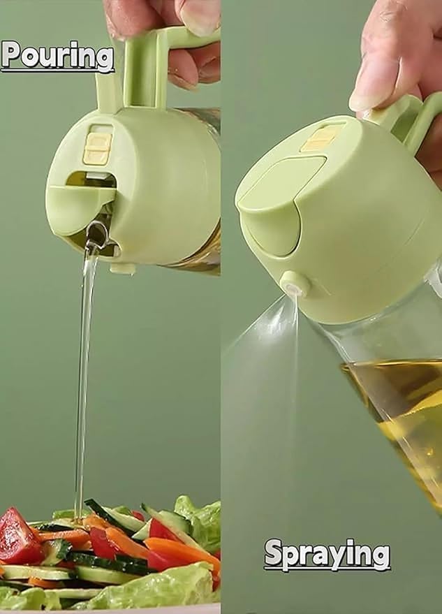 Oil sprayable and pourable bottle