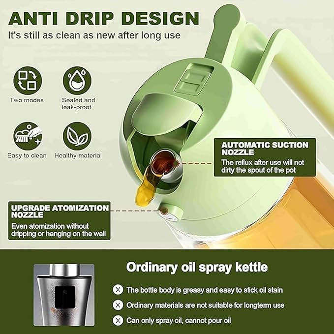 Oil sprayable and pourable bottle