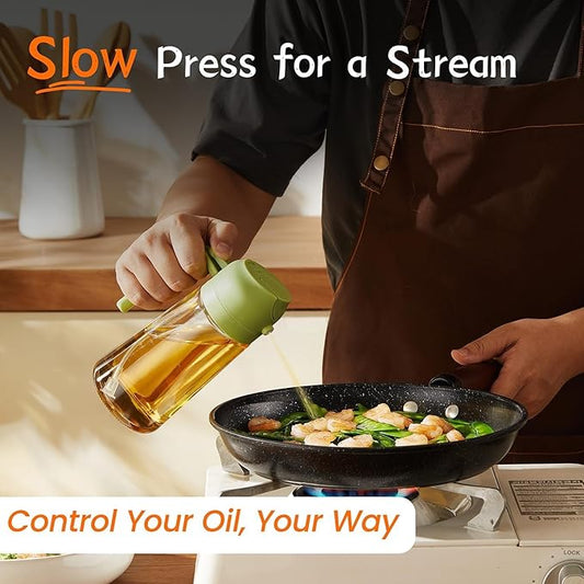 Oil sprayable and pourable bottle