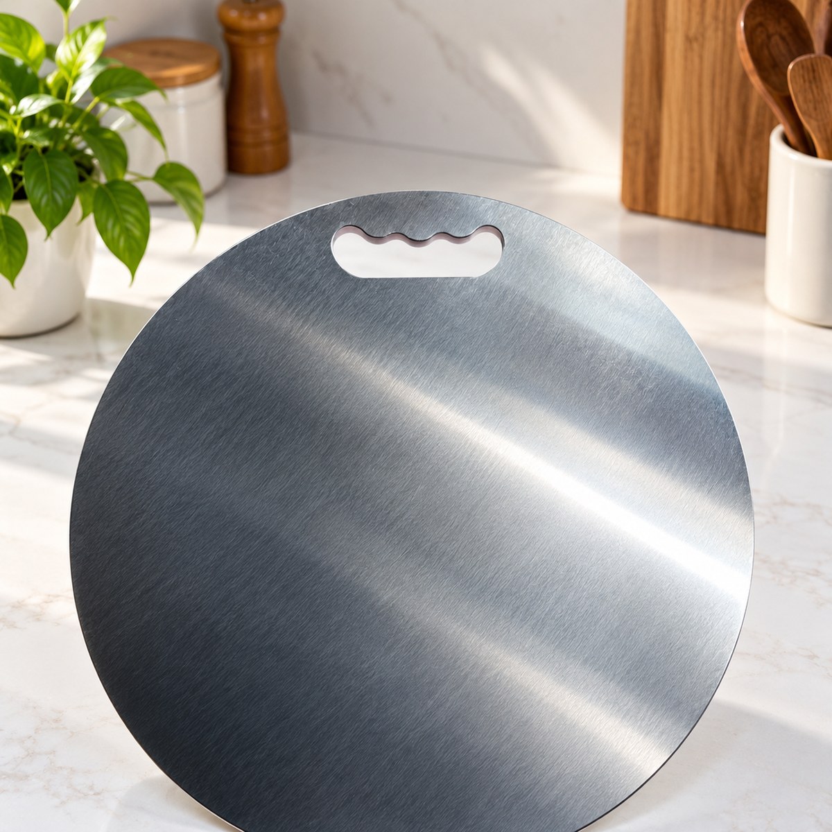 Round stainless steel cutting board