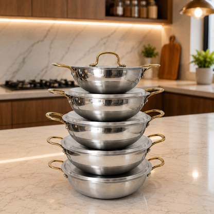 Premium Triply Stainless Steel Kadai