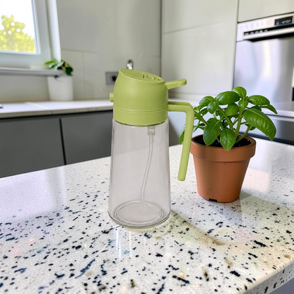 Oil sprayable and pourable bottle