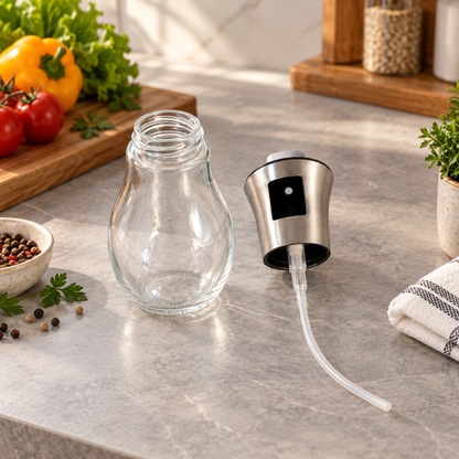 Oil sprayable and pourable bottle